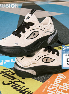 蛋糕鞋丨FILA FUSION 斐乐潮牌红色新年女鞋厚底增高板鞋休闲鞋子