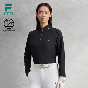 高尔夫运动半拉链防晒长T FILA 斐乐官方女子针织长袖 衫 2025秋新款