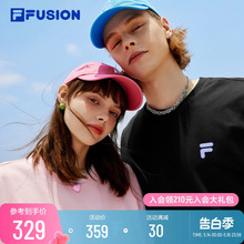 FILA FUSION斐乐潮牌情侣运动T恤2024年新夏宽松多彩纯棉上衣男女