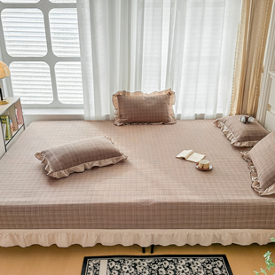 轻奢复古色织全棉榻榻米三件套防滑夹棉大炕盖纯棉床盖四件套