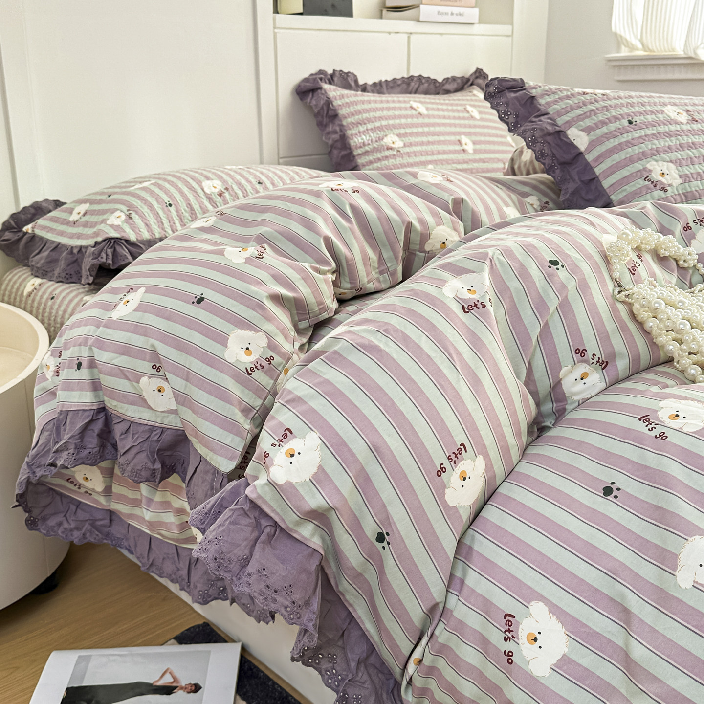 法式棉花棉高温砂洗全棉床盖三件套单件双层纱夹棉纯棉床单四季,床上用品,床盖,淘宝优惠券,粉丝福利购,淘宝优惠卷