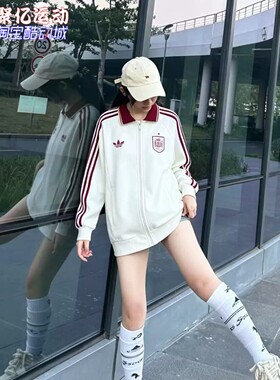 阿迪达斯男子2026新款三条杠复古足球运动夹克衫外套KE3846JZ2249