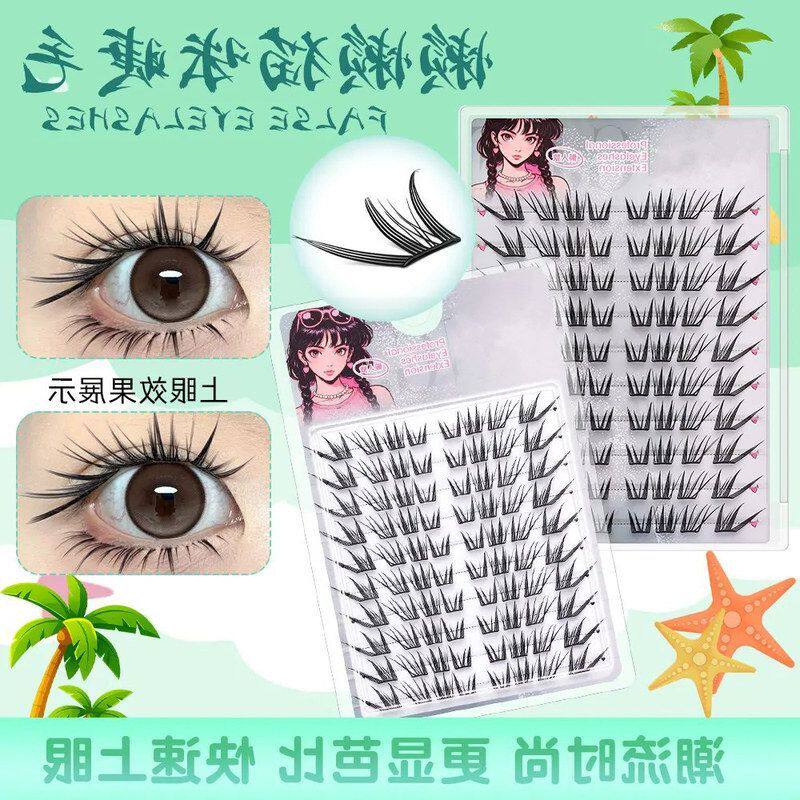款免卸分段簇狐系浓密懒懒猫咪胶水粘免胶假睫毛式假睫毛单款自