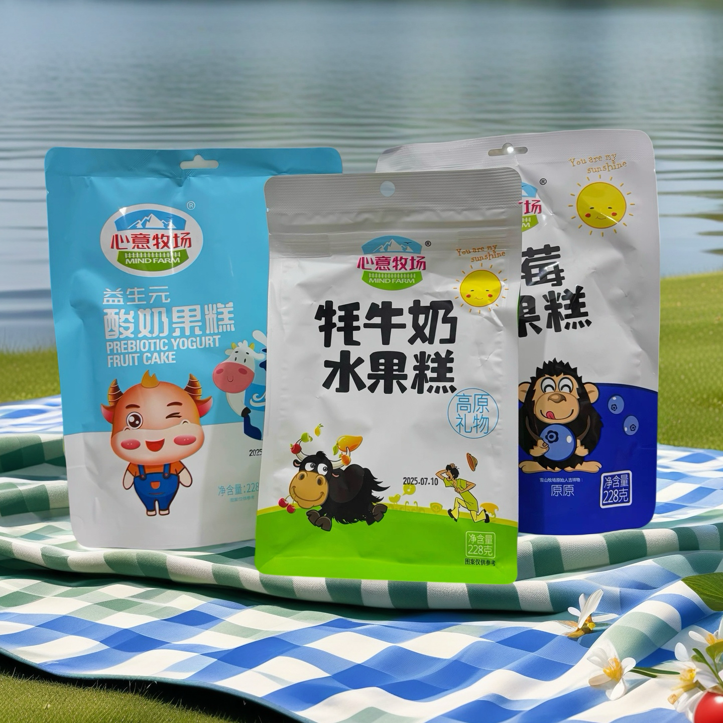 云南特产心意牧场牦牛奶水果糕蓝莓云南丽江特产耗牛奶味果冻零食