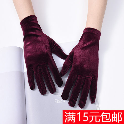金丝绒秋冬冬季保暖手套女士薄款