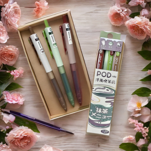 新品！白金小爱豆抹茶中性笔套装POD-50高颜值洋风喫茶抹茶特典