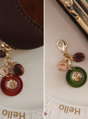 圣诞限定金箔咖啡杯挂件拉链扣