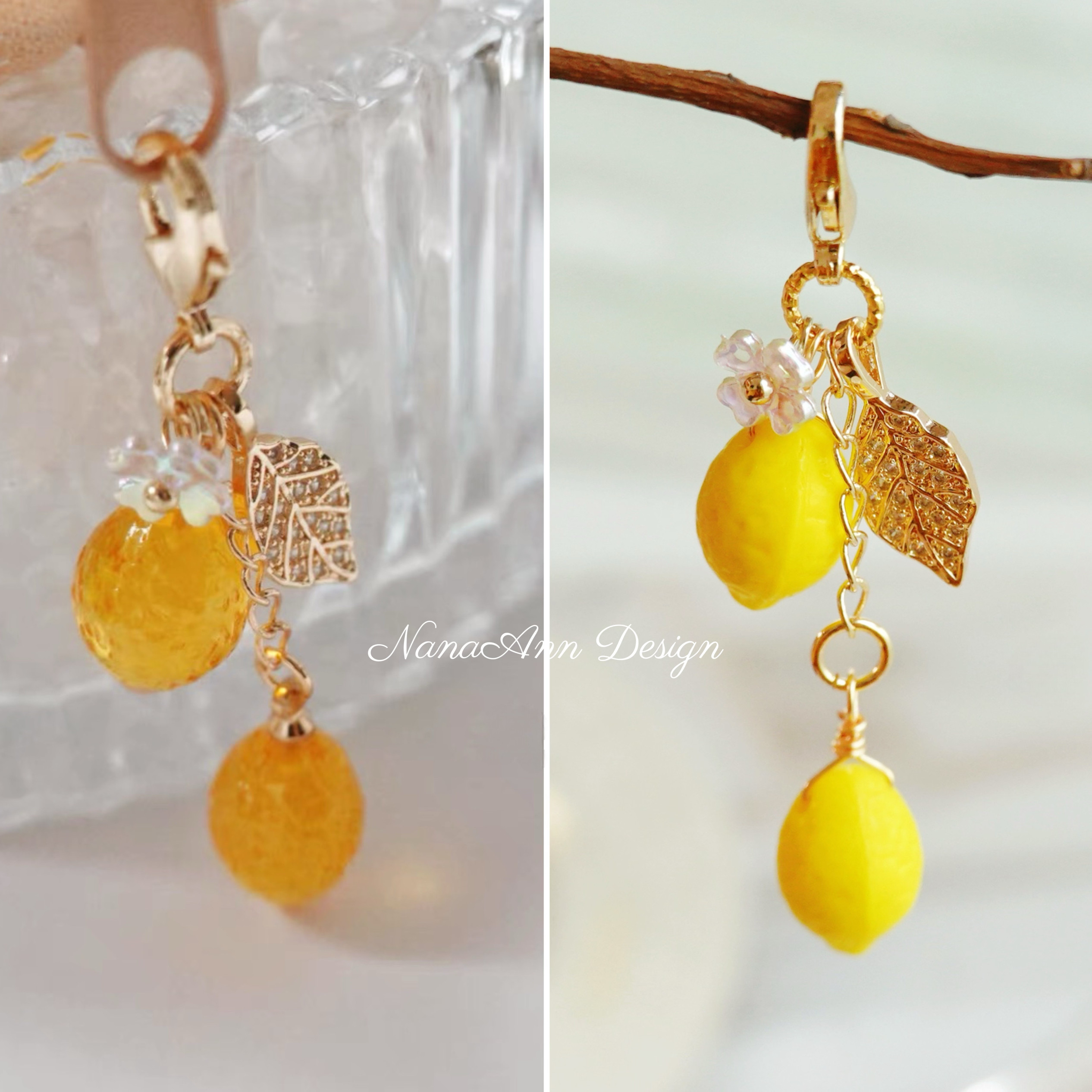 原创秋日捷克琉璃柠檬清透链条拉链扣质感保色手账本包挂件小吊坠,服饰配件/皮带/帽子/围巾,包挂件,淘宝优惠券,粉丝福利购,淘宝优惠卷