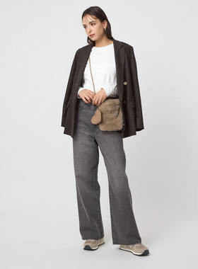 UnitedArrows日本正品代购限量款2025新款毛绒豹纹时尚单肩斜挎包