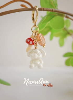 不当当原创日系可爱小象拉链扣挂饰包蘑菇挂件捷克珠吊坠手帐耳环