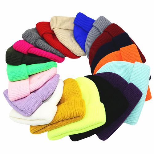 纯色学生冬季保暖短款针织帽子