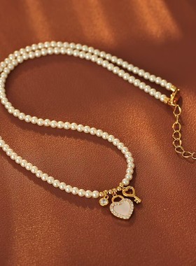 珍珠项链法式复古感轻奢锁骨链时尚百搭气质高级感新款批发代发