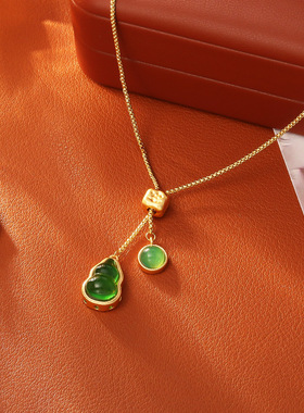 新中式福禄双至葫芦项链中国风高级感时尚好运锁骨链优雅国潮颈