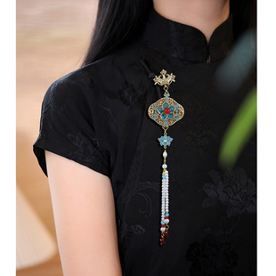 复古中国风烧蓝马面裙压襟挂饰旗袍盘扣配饰汉服宫廷高端流苏挂件