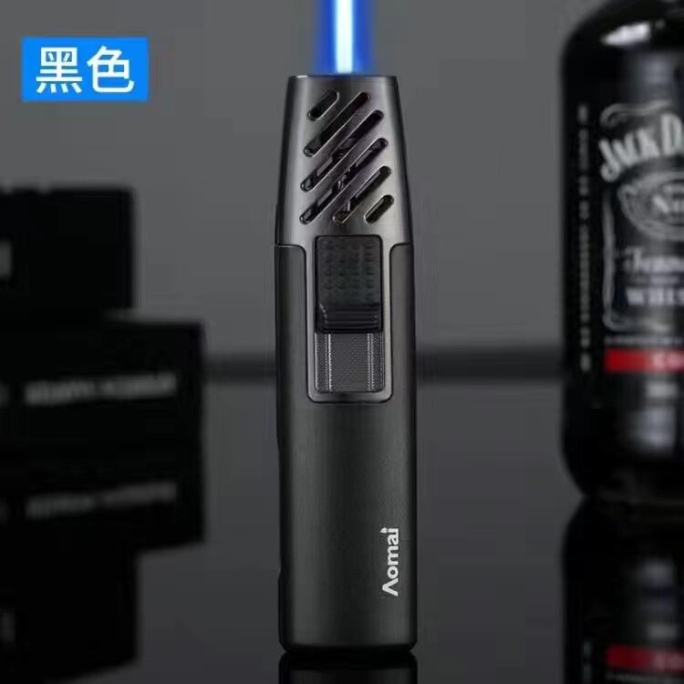 奥麦打火机7207充气笔式小喷火枪直冲蓝火便携防风点火器免费刻字