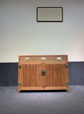 缅甸花梨红木餐边柜大果紫檀餐边柜家具整体全部独板四面平矮柜