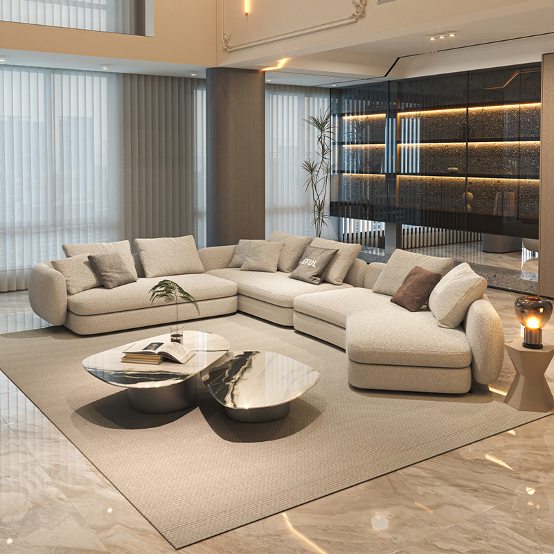 粤府简约奶油风圣日耳曼布艺沙发
