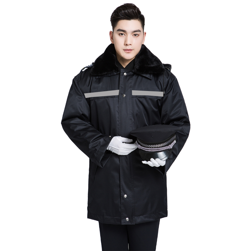 保安棉服男冬季反光条保安制服冬装棉大衣工作服加厚防寒保安棉衣