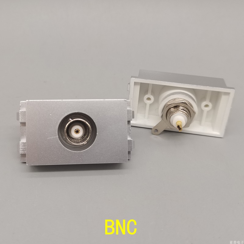 银灰色BNC监控模块插座监控摄像模块Q9银色地插模块128型焊接模块