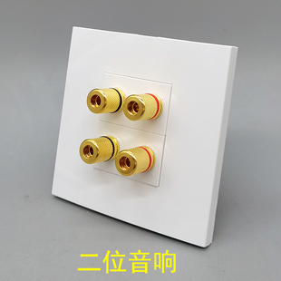 86型二位音响插座面板四头4孔音箱线5.1环绕音频香蕉头线柱插座
