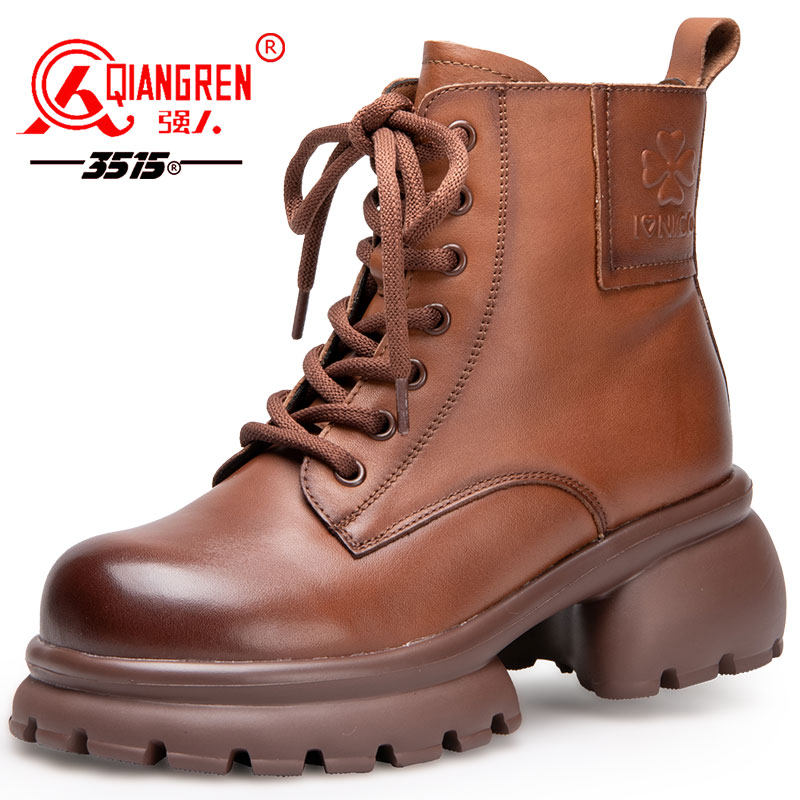 3515强人女鞋羊毛马丁靴女冬季加绒加厚东北大棉鞋皮毛一体雪地靴