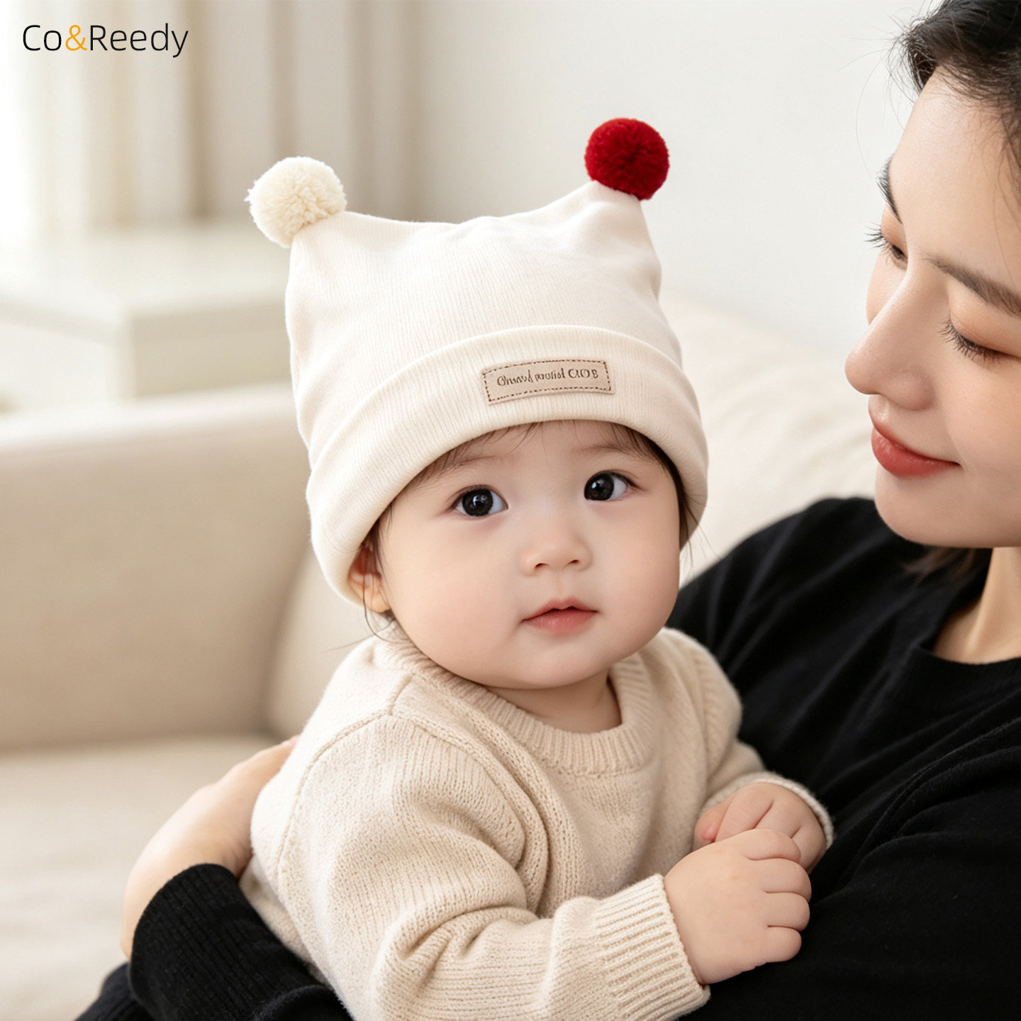 秋冬保暖婴儿球球耳胎帽