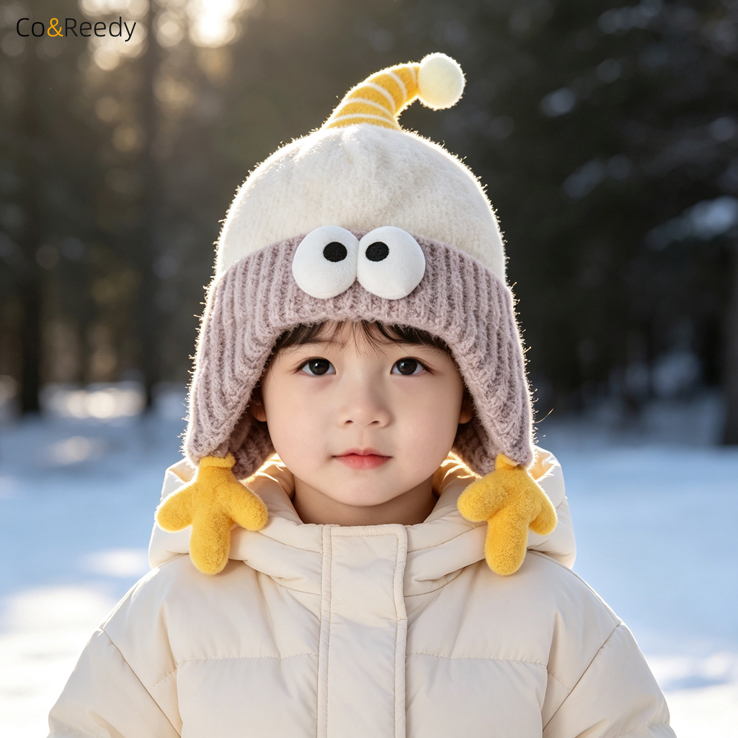 冬季婴儿护耳保暖可爱毛线帽