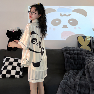 睡衣女夏天冰丝2025年新款短袖女款彷真丝夏季薄款开 衫家居服套