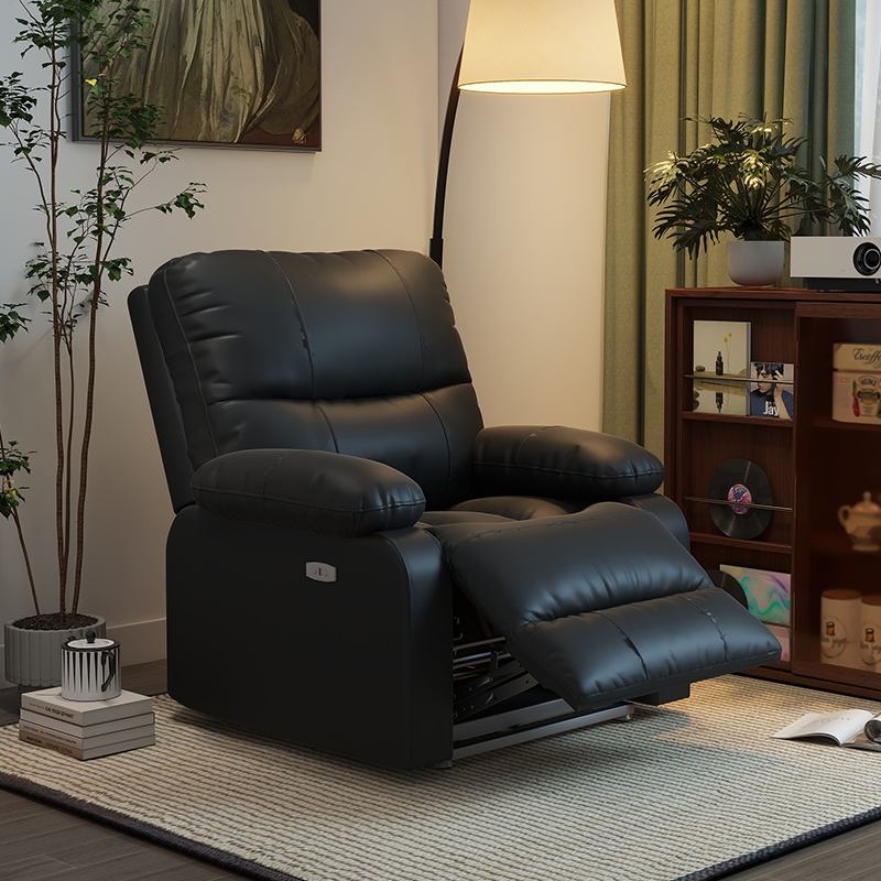 头等沙发舱家用客厅太空单人沙发椅多功能电动黑色轻奢皮懒人躺椅