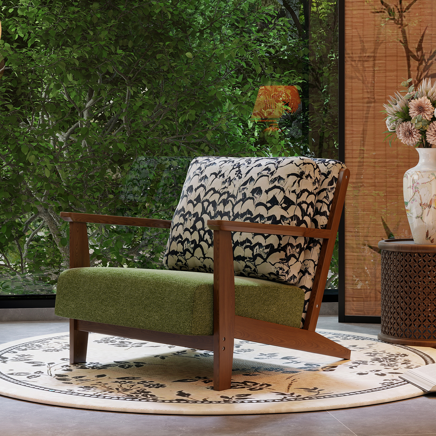 单椅沙发复古客厅实木单人沙发椅休闲靠背椅子设计师椅书房小沙发