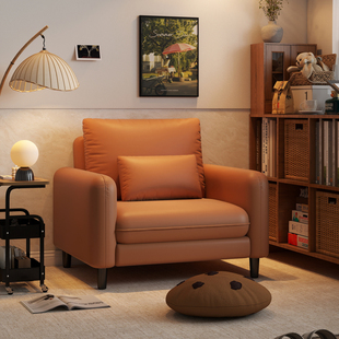 单人沙发椅覆古皮艺单椅小户型客厅阳台休闲 椅接待休息区靠背座