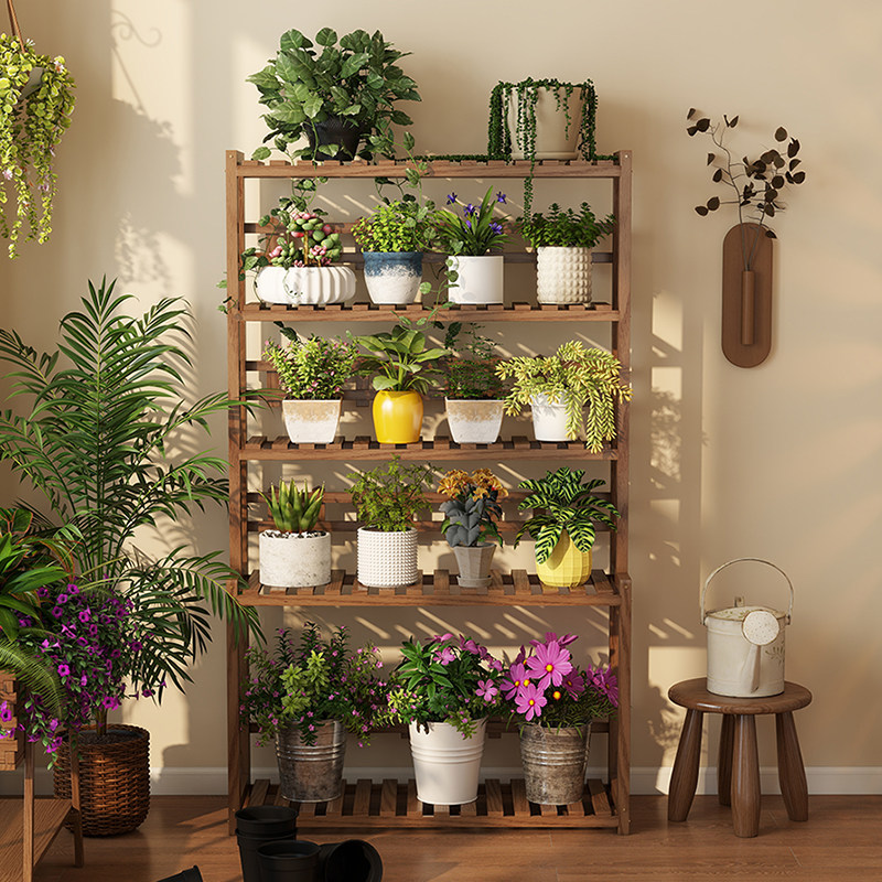 防腐多肉花架子实木多层阳台室内落地置物客厅玄关绿萝植物盆栽架