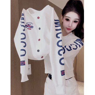 2025秋季新款重工印花设计宽松休闲显瘦圆领洋气爆款棒球服短外套