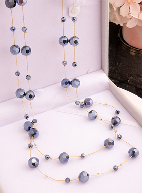 优贝朵热卖毛衣链多层仿水晶项链