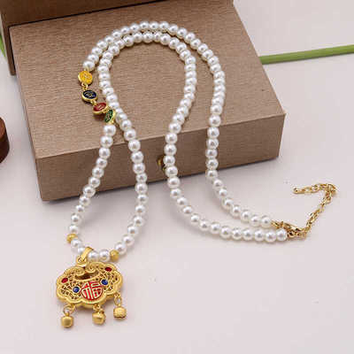 优贝朵新中式锦鲤铃铛长命锁项链