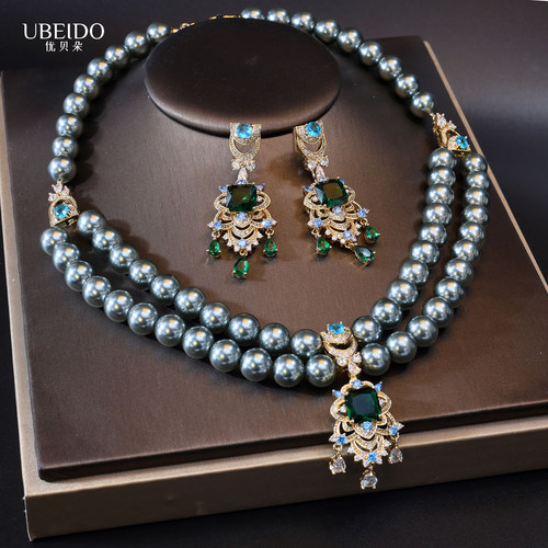 优贝朵宫廷风珍珠项链耳环套装