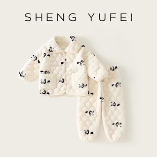 2428【三层夹棉】冬季儿童家居服加厚睡衣套装特厚卡通睡衣
