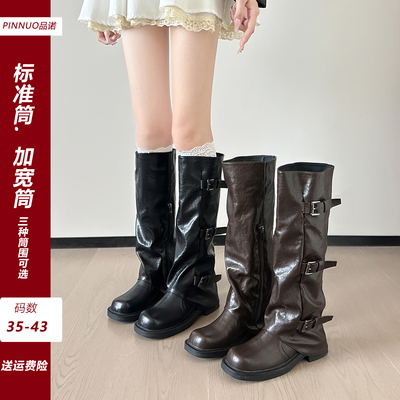 大码女靴粗跟大筒围粗腿高筒靴