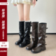 大码 43粗跟大筒围骑士靴女秋冬高筒靴子长靴胖mm粗腿 女靴41