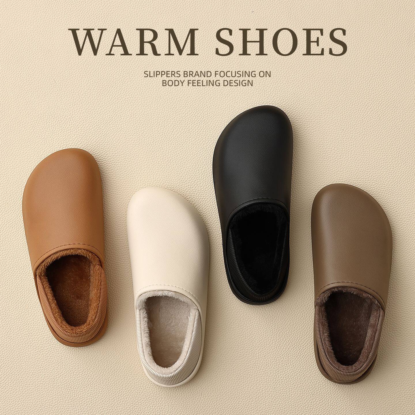 防水勃肯棉鞋女秋冬季外穿包跟加绒保暖软底防滑家居棉拖鞋男