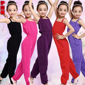 春夏季 新款 女孩瑜伽连体裤 考级服长袖 幼少儿童背带裤 舞蹈练功服装