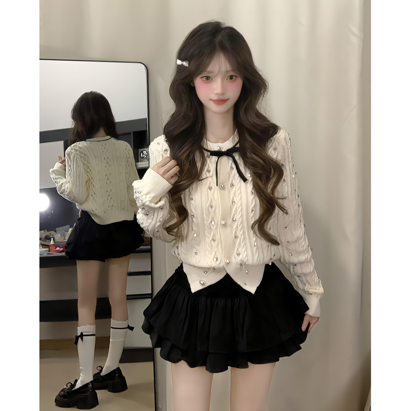 重工烫钻气质麻花毛衣女秋冬