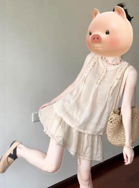 2026夏季花边背心短裙两件套女