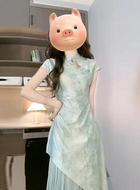 新中式连衣裙女2025夏季新款香云纱改良旗袍裙气质修身国风长裙子