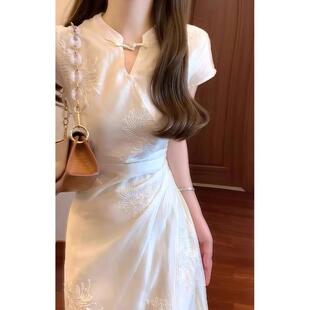 新中式国风改良旗袍连衣裙子女夏季新款小个子高级感气质汉服长裙