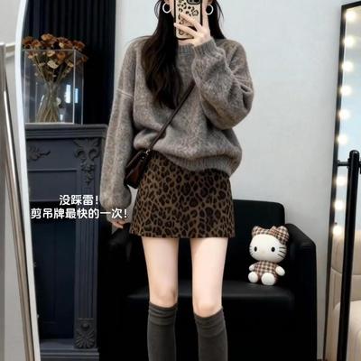 韩系气质套装灰色毛衣针织女