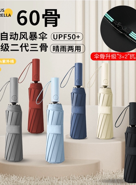 抖音伞厂60骨升级“3+2”抗风伞架黑胶遮阳防晒雨伞太阳伞学生两