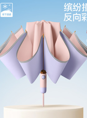 新款抗风耐用反向彩胶时尚高颜值遮阳伞雨伞太阳伞学生自动防晒