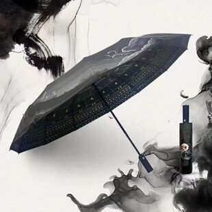 网红爆款帅气太极八卦全自动雨伞晴雨两用黑胶遮阳伞防晒太阳伞