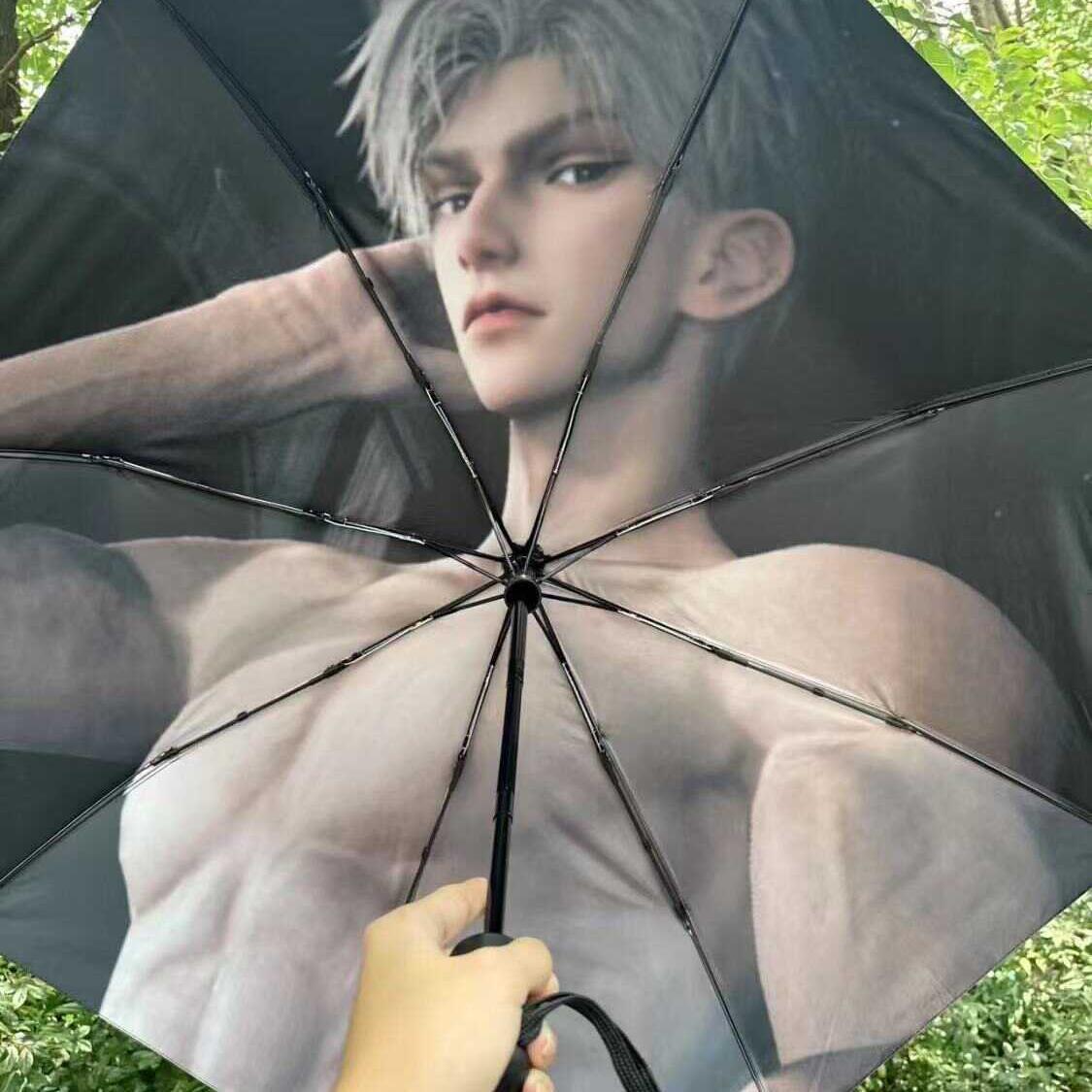 晴雨两用伞防晒三折黑胶秦彻